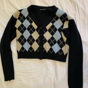 argyle cardigan cropped